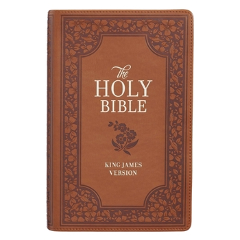 Imitation Leather KJV Bible Giant Print Full Size Tan Floral [Large Print] Book