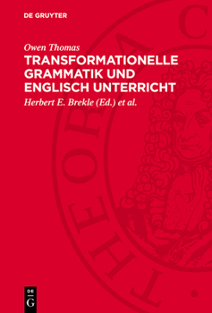 Hardcover Transformationelle Grammatik Und Englisch Unterricht: Eine Einführung [German] Book