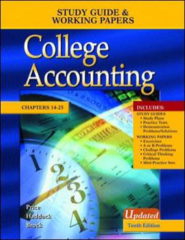 Paperback College Accounting: Study Guide & Working Papers Chap. 14-25 Book