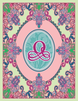 Paperback Journal Notebook Initial Letter "Q" Monogram: Fun, Decorative Wide-Ruled Diary. Featuring a Unique Pink and Teal Design with Pistachio Green Backgroun Book