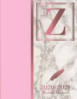 2020-2021 Monthly Planner: Letter Z Rose Gold Pink Marble Monogram Planner January 2020 - December 2021 At A Glance 24 Month Dated Initial Diary (8.5” x 11”)