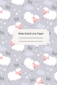 Cute Baby Sheep Theme Wide Ruled Line Paper
