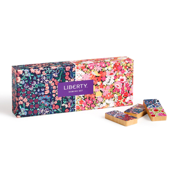 Board Game Liberty Floral Wood Domino Set Book
