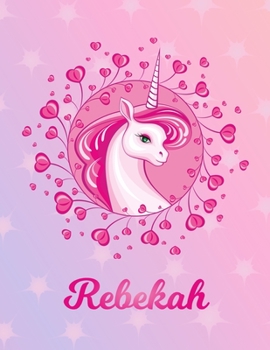 Rebekah: Unicorn Large Blank Primary Handwriting Learn to Write Practice Paper for  Girls | Pink Purple Magical Horse Personalized Letter R Initial ... Learning | Use Imagination to Create Tales