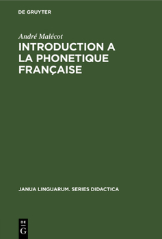 Hardcover Introduction a la Phonetique Française [French] Book