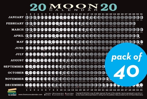 Cards 2020 Moon Calendar Card (40 Pack): Lunar Phases, Eclipses, and More! Book