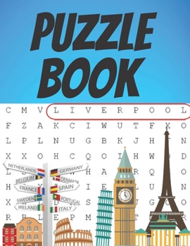 Paperback Puzzles Book: Activity book 40 European countries and 600 Citie to find Challenging Fun Brain Puzzles & Solutions Book