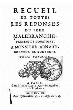 Paperback Recueil de toutes les réponses du père Malebranche - Tome I [French] Book