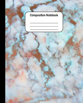 Paperback Composition Notebook: Blue Orange Marble: College Ruled Blank Lined Cute Notebooks for Girls Women Teens Kids School Writing Notes Journal ( Book