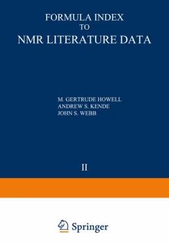 Paperback Formula Index to NMR Literature Data: Volume 2: 1961-1962 References Book