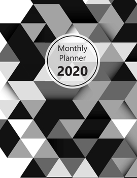 Monthly planner 2020: Large. Month on 2 pages. Incl. 2020 Calendar, Important dates section and Notes pages. 8.5" x 11.0" (Letter size). (Graphic design, black and white triangles. Soft matte cover).