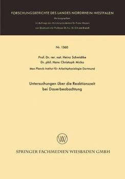 Paperback Untersuchungen Über Die Reaktionszeit Bei Dauerbeobachtung [German] Book