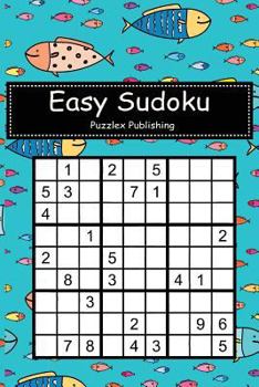 Paperback Easy Sudoku: Sudoku Puzzle Game For Beginers With Hand Drawn Abstract Fish Pattern Background Cover Book