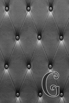 G: Writing Journal Notebook Personalized with Black Monogram Initial Letter on a Dramatic Charcoal Gray Diamond Shape Tufted background. (6"x9" 110 Blank Lined Pages with Space for Date)