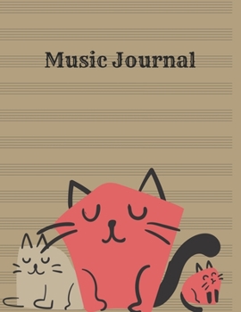 Music Journal: Manuscript Paper * Large (8.5" x 11") * 12 Stave * 100 Pages: Cute Kawaii Cats