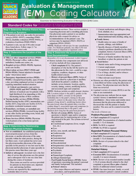 Misc. Evaluation & Management (E&m) Coding Calculator: Quickstudy Laminated Reference Guide Book