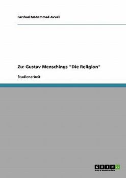 Paperback Zu: Gustav Menschings "Die Religion" [German] Book