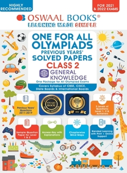 Paperback One for All Olympiad Previous Years' Solved Papers, Class-2 General Knowledge Book (For 2022 Exam) Book