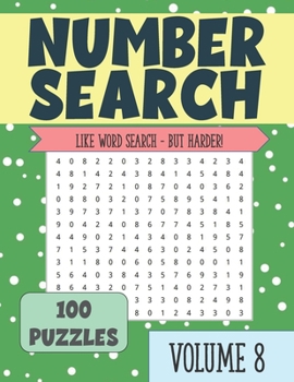 Paperback Number Search: Puzzle Book for Seniors and Adults VOLUME 8 Book