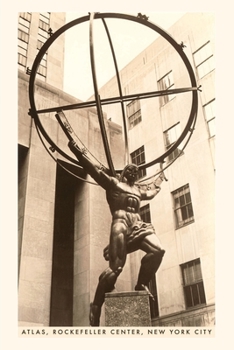 Paperback Vintage Journal Atlas Statue, Rockefeller Center, New York City Book