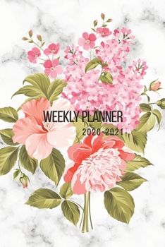 Weekly Planner 2020-2021: Watercolor Florals on Marble | 6x9 in | 2020 Calendar Organizer with Bonus Dotted Grid Pages + Inspirational Quotes + To-Do Lists (Pretty Planners)