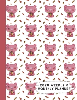 Paperback 2020 Weekly & Monthly Planner: Cute Autumn Pig Themed Calendar & Journal Book