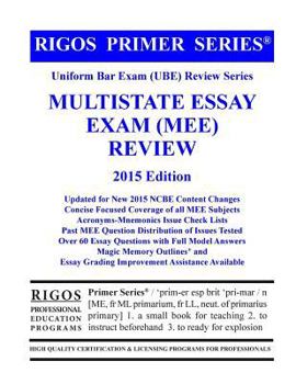 Paperback Rigos Primer Series Uniform Bar Exam (Ube) Review Series Multistate Essay Exam (Mee) Book