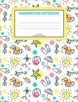 Paperback Handwriting Notebook: Summer; 50 sheets/100 pages; 7.44 x 9.69 Book