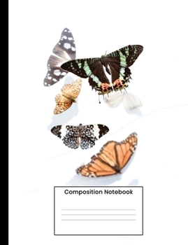 Paperback Composition Notebook: Cute Colorful Butterfly College Ruled Notebook Journal Diary Gift For Writing Book