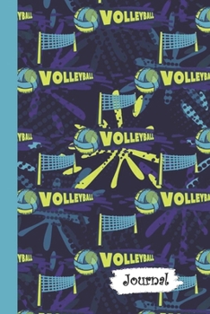 Journal: Neon Volleyball Sport Diary with Blank Lined Notebook Paper