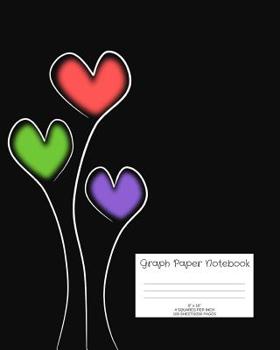 Paperback Graph Paper Notebook: Hearts; 4 squares per inch; 100 sheets/200 pages; 8" x 10" Book