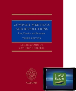 Hardcover Company Meetings and Resolutions (Digital Pack): Law, Practice, and Procedure [With CDROM] Book