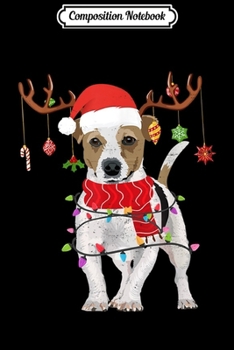 Composition Notebook: Funny Jack Russell Christmas Reindeer Lights Xmas Dog Lover  Journal/Notebook Blank Lined Ruled 6x9 100 Pages