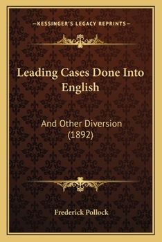 Paperback Leading Cases Done Into English: And Other Diversion (1892) Book