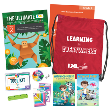 The IXL Ultimate 2nd Grade Math Backpack, Includes Workbook, Mathwood Forest Readers, Hands-On Math Tool Kit, and Parental Support Guide