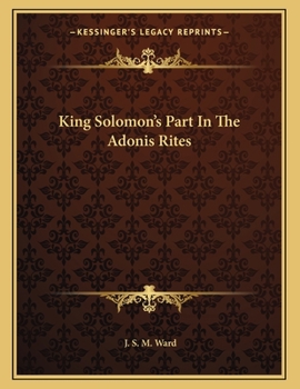 Paperback King Solomon's Part in the Adonis Rites Book