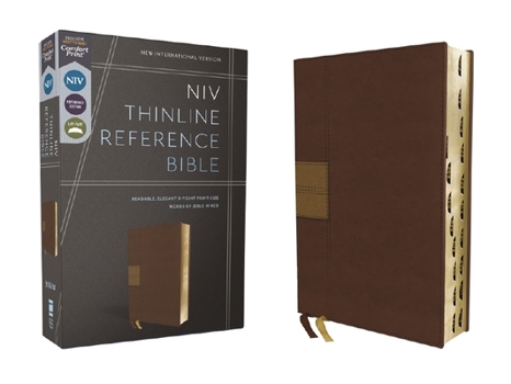 Imitation Leather Niv, Thinline Reference Bible (Deep Study at a Portable Size), Leathersoft, Brown, Red Letter, Thumb Indexed, Comfort Print Book