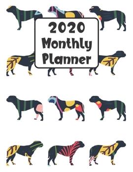 Paperback 2020 Monthly Planner: English Mastiff Dog - 12 Month Planner Calendar Organizer Agenda with Habit Tracker, Notes, Address, Password, & Dot G Book