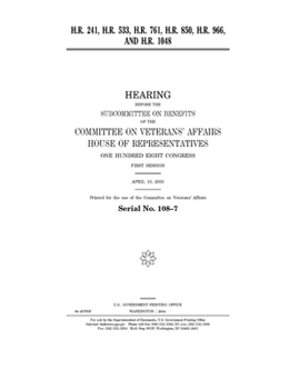 Paperback H.R. 241, H.R. 533, H.R. 761, H.R. 850, H.R. 966, and H.R. 1048 Book