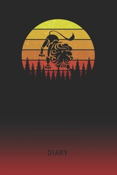 Diary: Blank Lion Leo Personal Writing Memoir Old School Retro Vintage Sunset 80s Cover Daily Journaling for Writers & Journalists Productivity Note Taking Logbook Plan, Set Goals & Write about your L