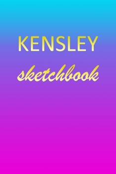 Paperback Kensley: Sketchbook - Blank Imaginative Sketch Book Paper - Pink Blue Gold Custom Letter K Personalized Cover - Teach & Practic Book