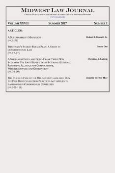 Paperback Midwest Law Journal: Volume XXVII, Number 1, Summer 2017 Book