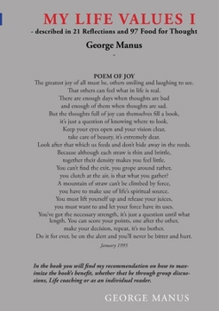 Paperback My Life Values I: - described in 21 Reflections and 97 Food for Thought Book