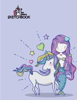 Paperback I love unicorn sketchbook: Mermaid and unicorn on purple cover (8.5 x 11) inches 110 pages, Blank Unlined Paper for Sketching, Drawing, Whiting, Book