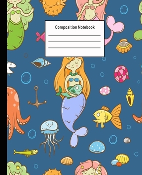 Paperback Composition Notebook: Mermaid Wide Ruled Blank Lined Cute Notebooks for Girls Teens Kids School Writing Notes Journal -100 Pages - 7.5 x 9.2 Book