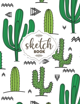 Paperback Blank Drawing Sketchbook: Green Cactus Pattern Sketchbook, 8.5" x 11", 120 Pages, Large Blank Sketchbook for Drawing, Sketching, Doodling, Journ Book