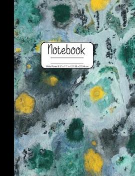 Paperback Notebook Wide Ruled 8.5" x 11" in / 21.59 x 27.94 cm: Composition Book, Abstract Yellow and Teal Green Cover W854 Book