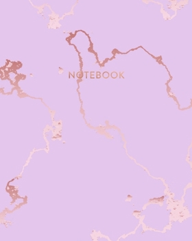 Notebook: Deep Purple Marble and Rose Gold | 8 x 10, 100 Wide Ruled Pages | Gift for Women and Teen Girls