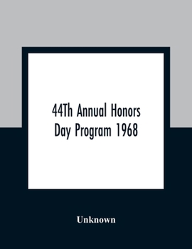 Paperback 44Th Annual Honors Day Program 1968 Book