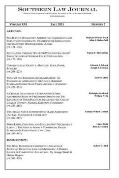 Paperback Southern Law Journal, Fall 2011 Book